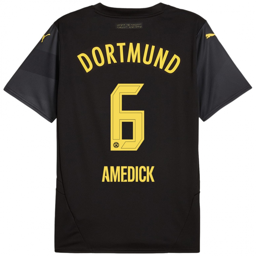 Niño Camiseta Maik Amedick #6 Negro Amarillo 2ª Equipación 2024/25 La Camisa