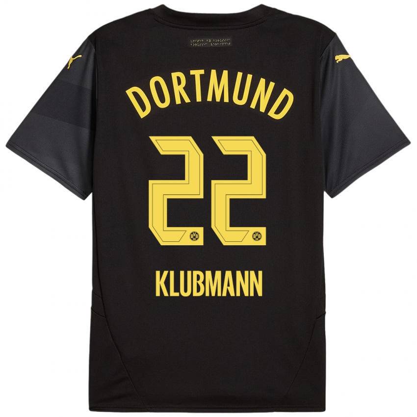 Niño Camiseta Leon Klubmann #22 Negro Amarillo 2ª Equipación 2024/25 La Camisa