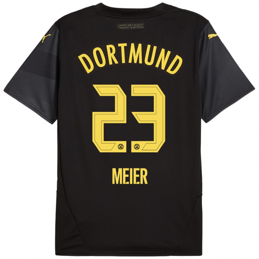 Niño Camiseta Maximilian Meier #23 Negro Amarillo 2ª Equipación 2024/25 La Camisa