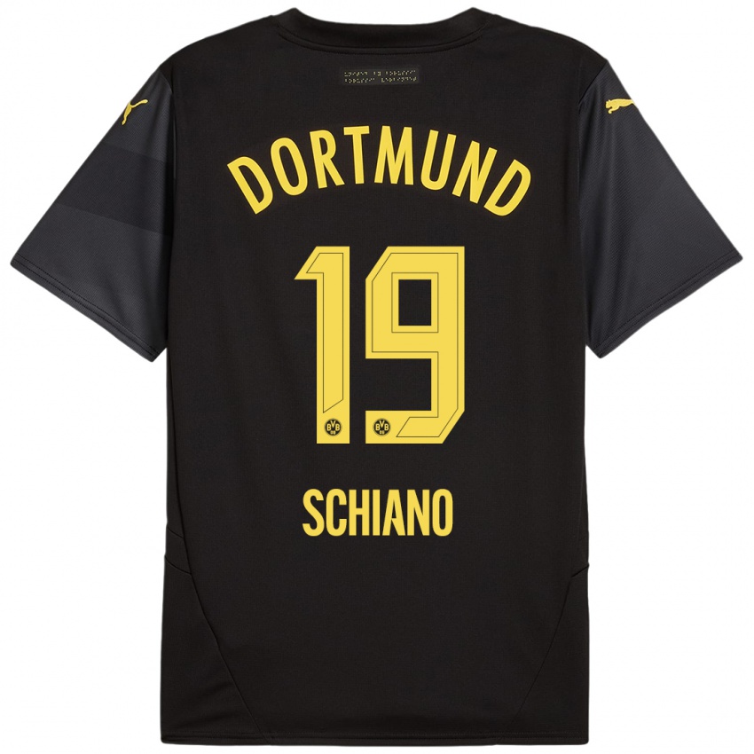 Niño Camiseta Emilio Schiano #19 Negro Amarillo 2ª Equipación 2024/25 La Camisa