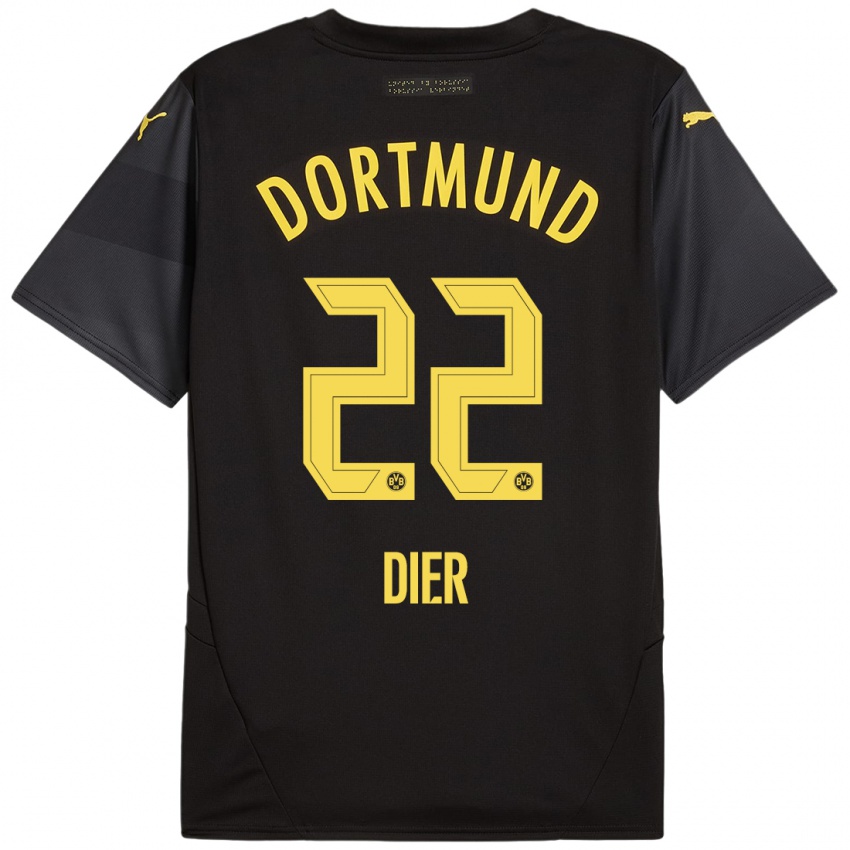 Niño Camiseta Henrik Dier #22 Negro Amarillo 2ª Equipación 2024/25 La Camisa