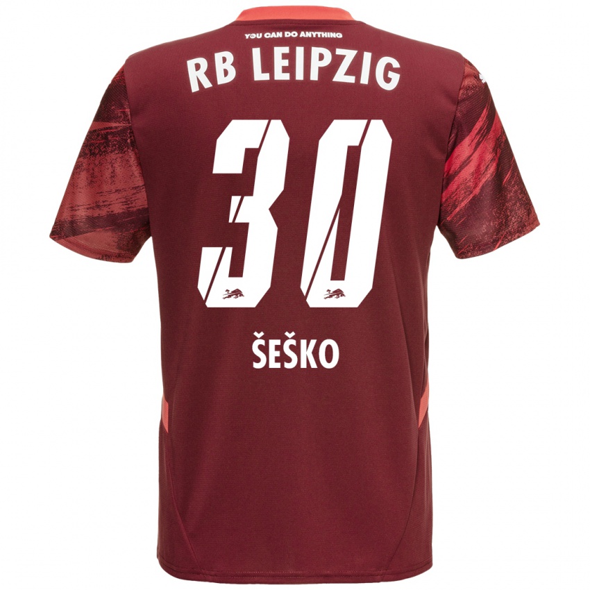 Niño Camiseta Benjamin Sesko #30 Borgoña 2ª Equipación 2024/25 La Camisa