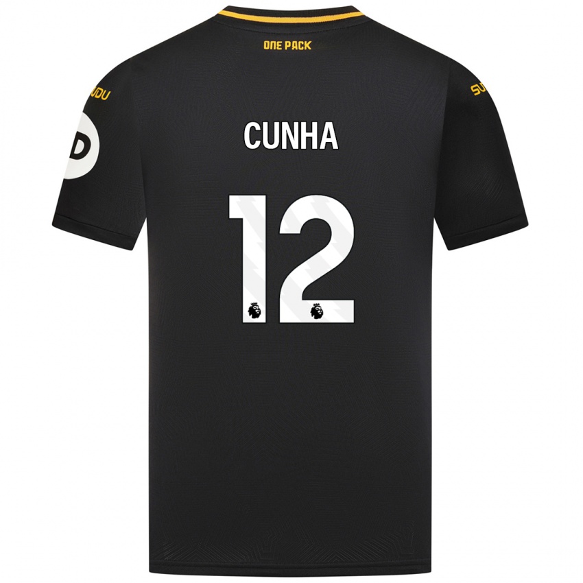 Niño Camiseta Matheus Cunha #12 Negro 2ª Equipación 2024/25 La Camisa