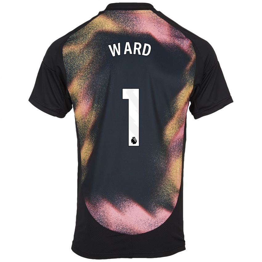 Niño Camiseta Danny Ward #1 Negro Blanco 2ª Equipación 2024/25 La Camisa