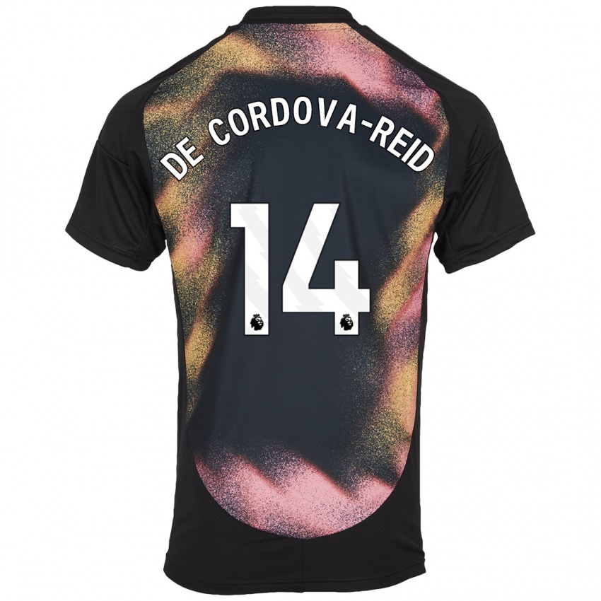 Niño Camiseta Bobby De Cordova-Reid #14 Negro Blanco 2ª Equipación 2024/25 La Camisa