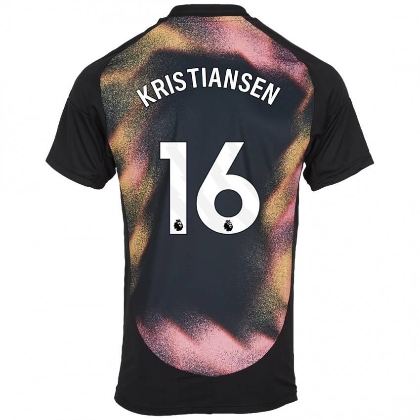 Niño Camiseta Victor Kristiansen #16 Negro Blanco 2ª Equipación 2024/25 La Camisa