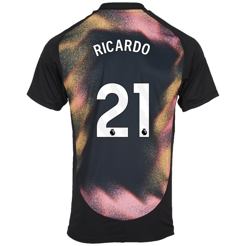 Niño Camiseta Ricardo Pereira #21 Negro Blanco 2ª Equipación 2024/25 La Camisa