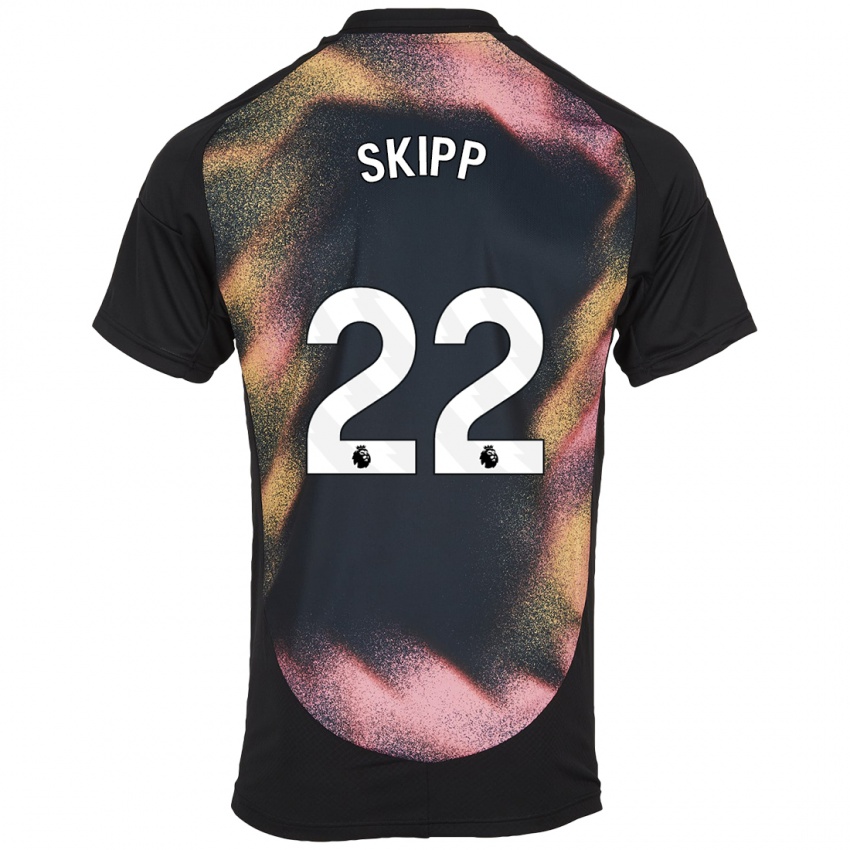 Niño Camiseta Oliver Skipp #22 Negro Blanco 2ª Equipación 2024/25 La Camisa