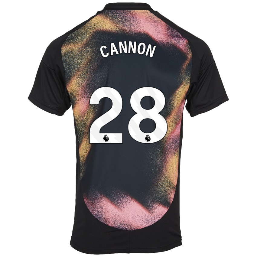 Niño Camiseta Thomas Cannon #28 Negro Blanco 2ª Equipación 2024/25 La Camisa