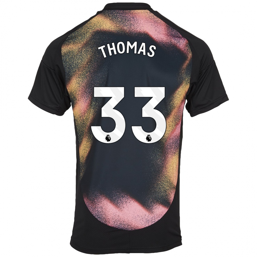 Niño Camiseta Luke Thomas #33 Negro Blanco 2ª Equipación 2024/25 La Camisa