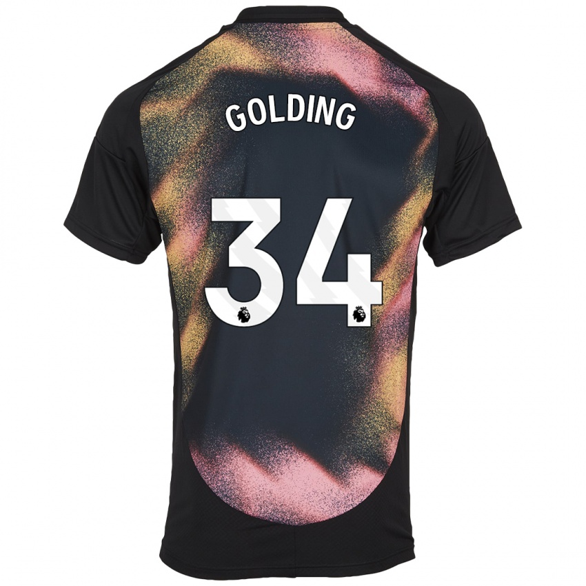 Niño Camiseta Michael Golding #34 Negro Blanco 2ª Equipación 2024/25 La Camisa