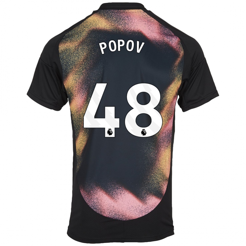 Niño Camiseta Chris Popov #48 Negro Blanco 2ª Equipación 2024/25 La Camisa