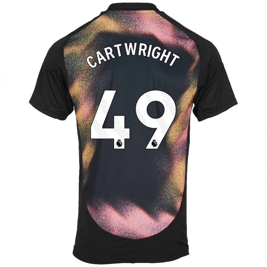 Niño Camiseta Henry Cartwright #49 Negro Blanco 2ª Equipación 2024/25 La Camisa