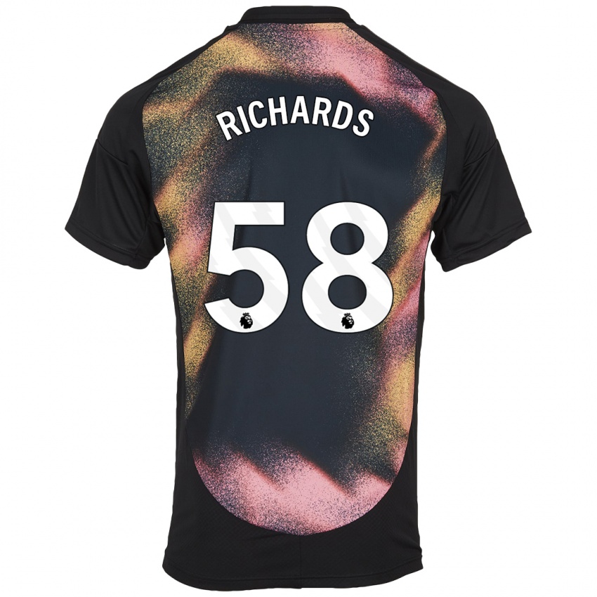 Niño Camiseta Amani Richards #58 Negro Blanco 2ª Equipación 2024/25 La Camisa