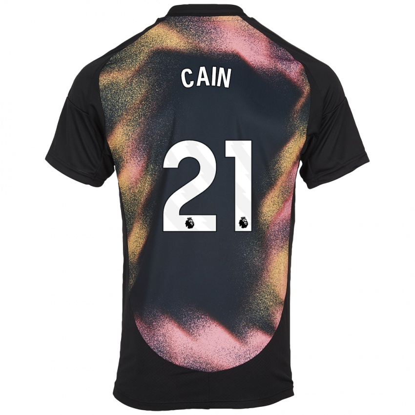 Niño Camiseta Hannah Cain #21 Negro Blanco 2ª Equipación 2024/25 La Camisa