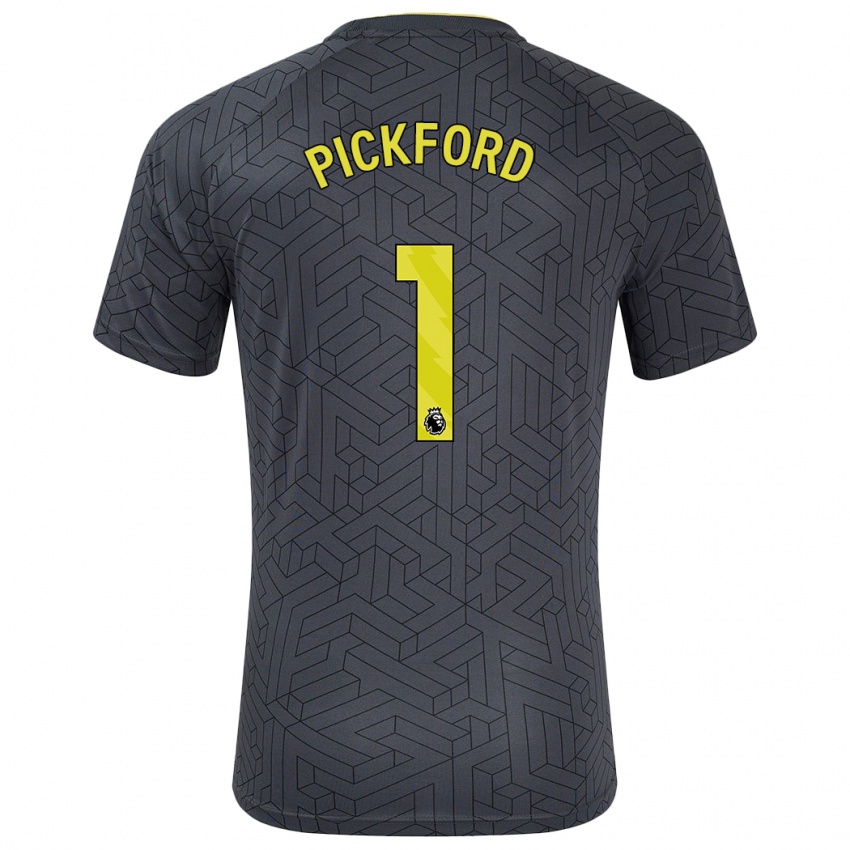 Niño Camiseta Pickford #1 Negro Amarillo 2ª Equipación 2024/25 La Camisa