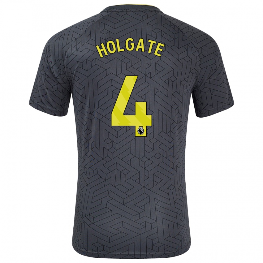 Niño Camiseta Mason Holgate #4 Negro Amarillo 2ª Equipación 2024/25 La Camisa