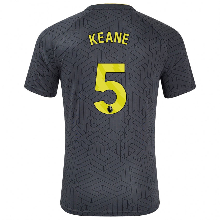 Niño Camiseta Michael Keane #5 Negro Amarillo 2ª Equipación 2024/25 La Camisa