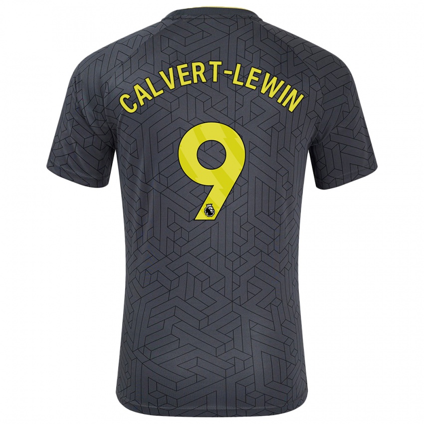 Niño Camiseta Dominic Calvert-Lewin #9 Negro Amarillo 2ª Equipación 2024/25 La Camisa