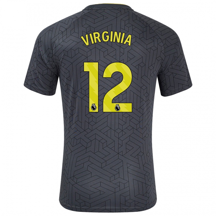 Niño Camiseta João Virgínia #12 Negro Amarillo 2ª Equipación 2024/25 La Camisa