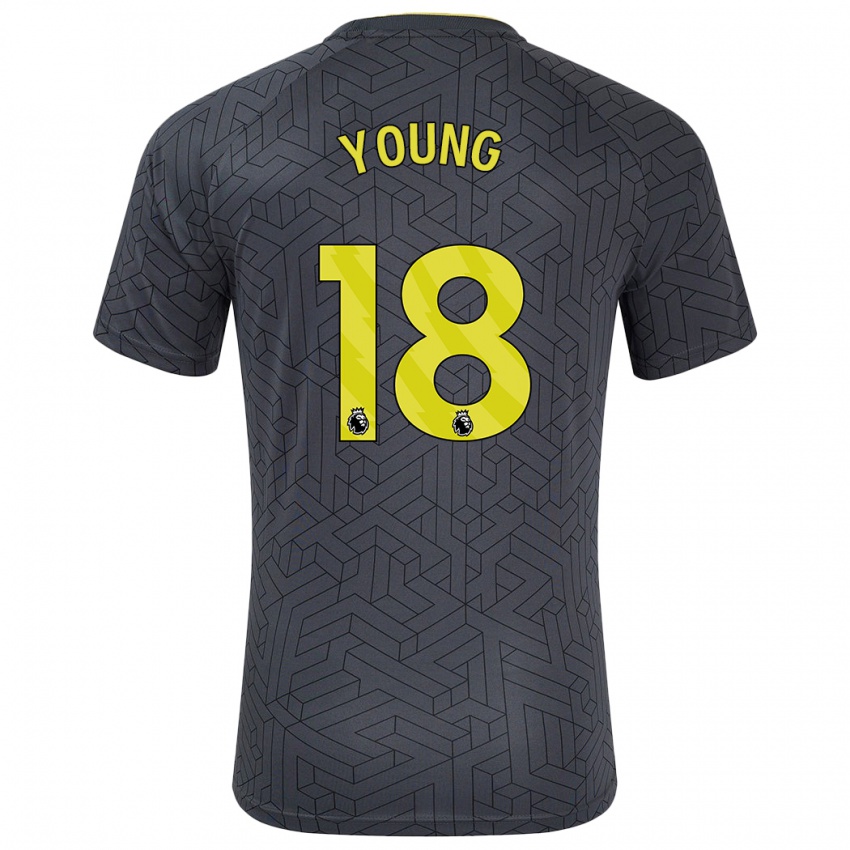 Niño Camiseta Ashley Young #18 Negro Amarillo 2ª Equipación 2024/25 La Camisa