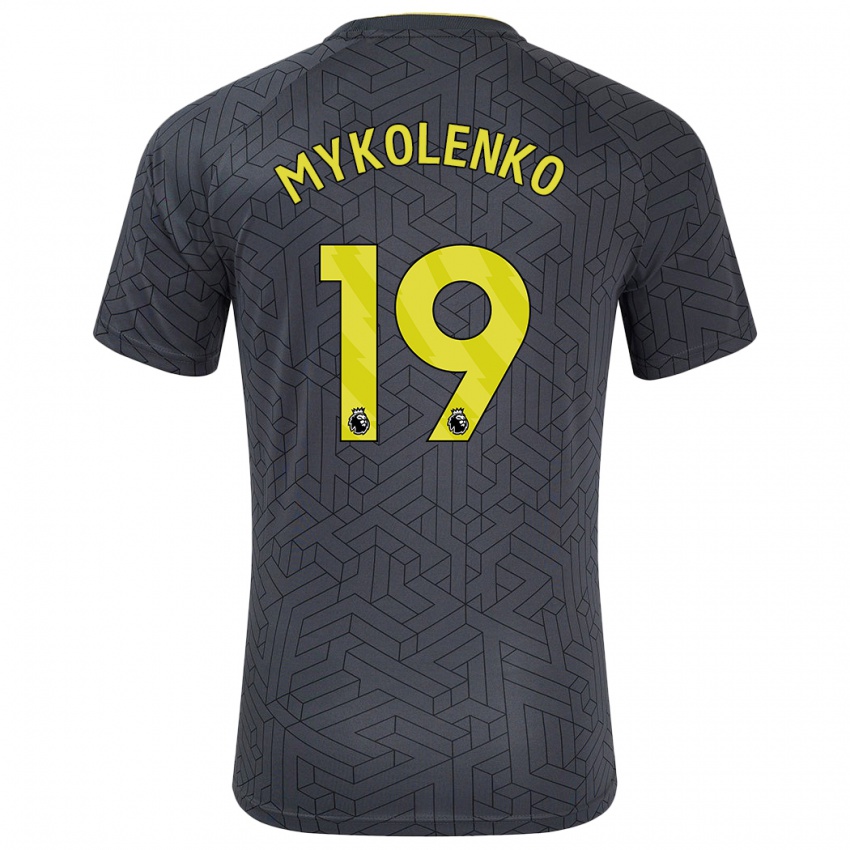 Niño Camiseta Vitaliy Mykolenko #19 Negro Amarillo 2ª Equipación 2024/25 La Camisa