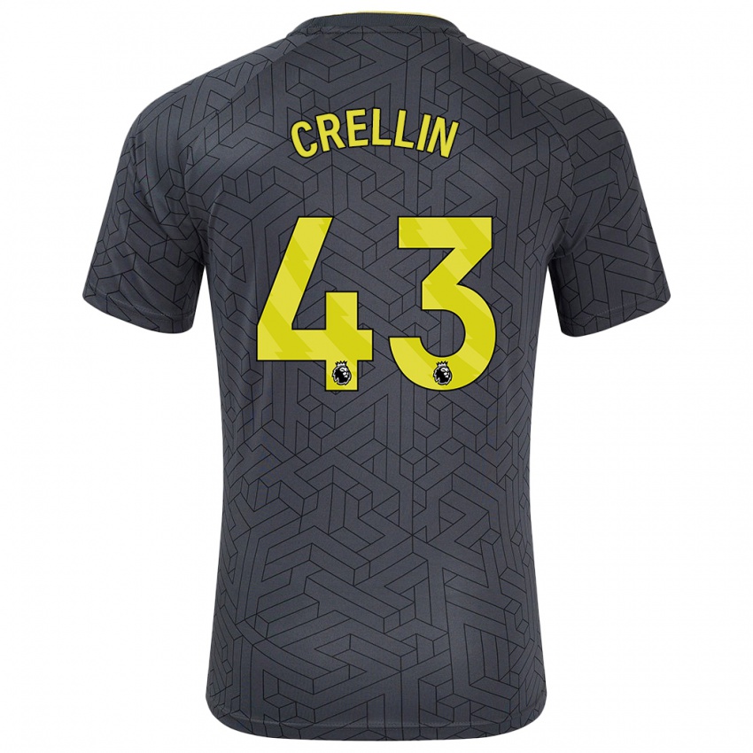 Niño Camiseta Billy Crellin #43 Negro Amarillo 2ª Equipación 2024/25 La Camisa