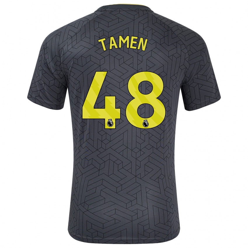 Niño Camiseta William Tamen #48 Negro Amarillo 2ª Equipación 2024/25 La Camisa