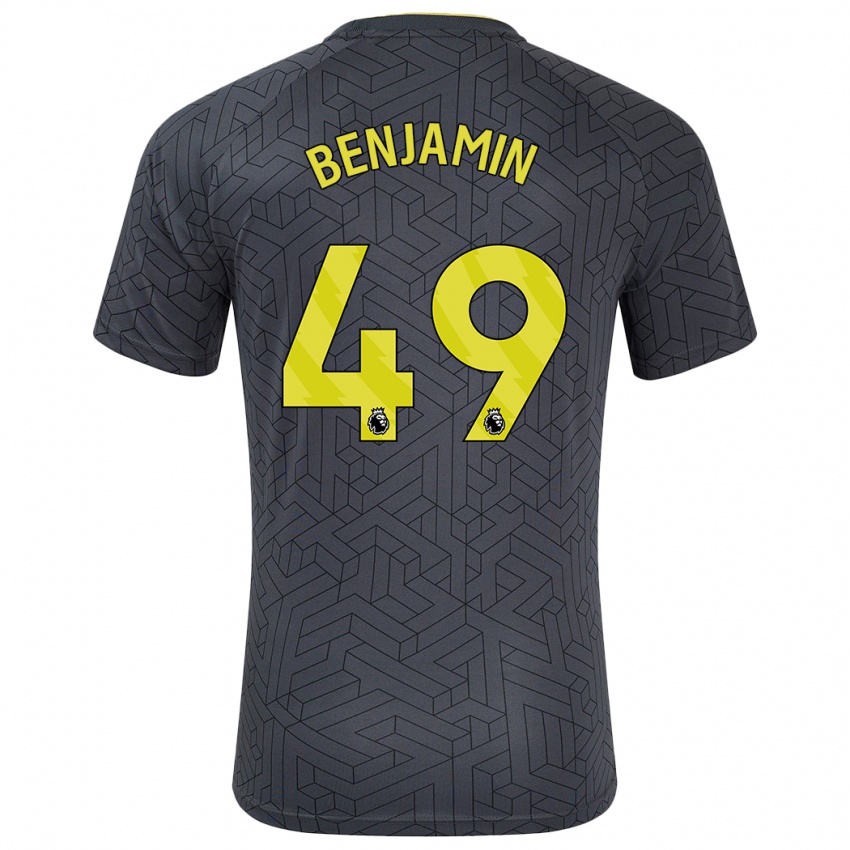 Niño Camiseta Omari Benjamin #49 Negro Amarillo 2ª Equipación 2024/25 La Camisa