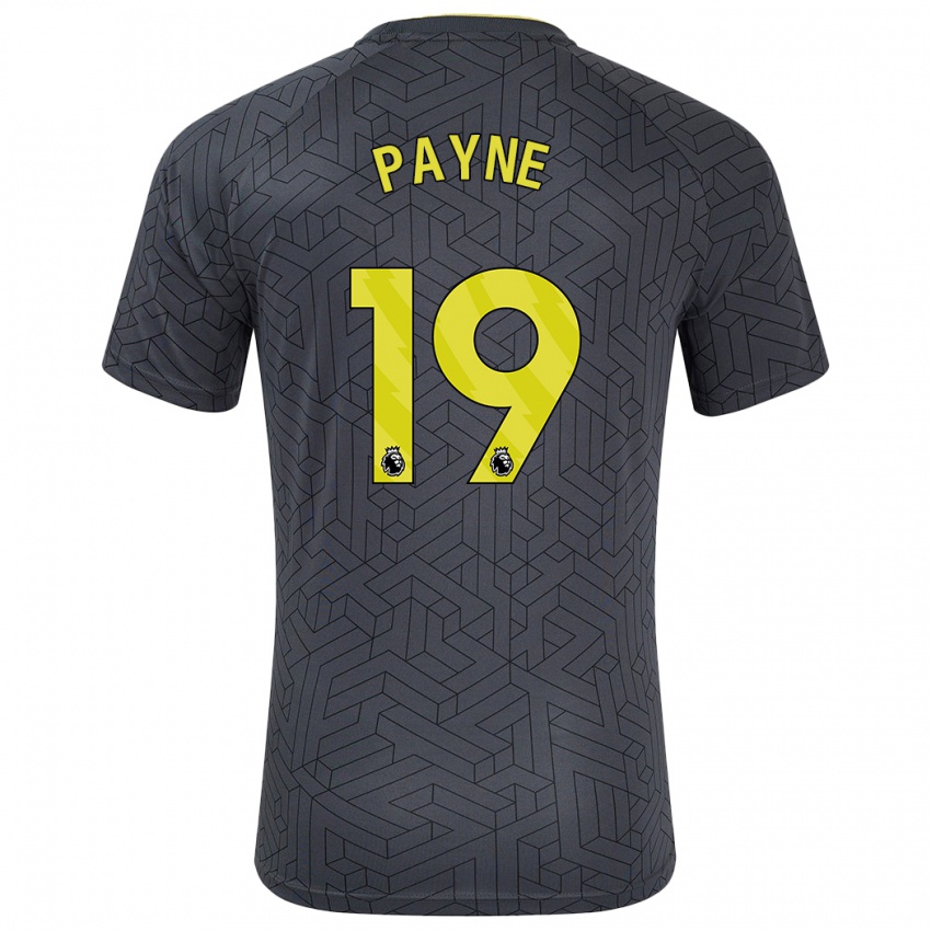 Niño Camiseta Heather Payne #19 Negro Amarillo 2ª Equipación 2024/25 La Camisa