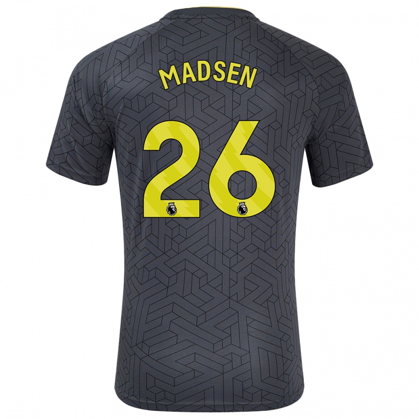 Niño Camiseta Rikke Madsen #26 Negro Amarillo 2ª Equipación 2024/25 La Camisa