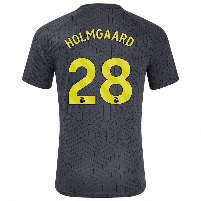 Niño Camiseta Karen Holmgaard #28 Negro Amarillo 2ª Equipación 2024/25 La Camisa