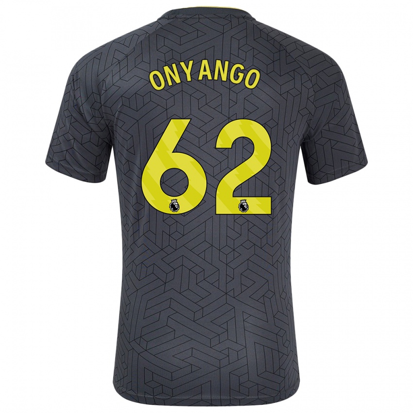 Niño Camiseta Tyler Onyango #62 Negro Amarillo 2ª Equipación 2024/25 La Camisa