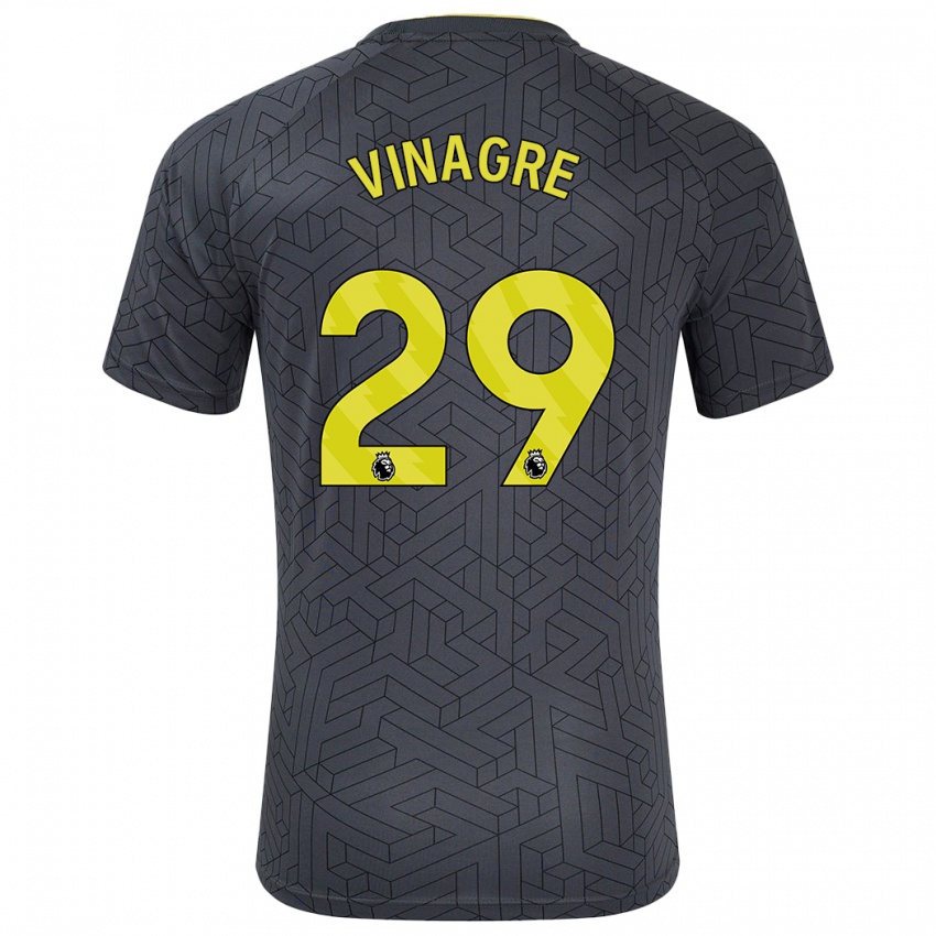 Niño Camiseta Ruben Vinagre #29 Negro Amarillo 2ª Equipación 2024/25 La Camisa