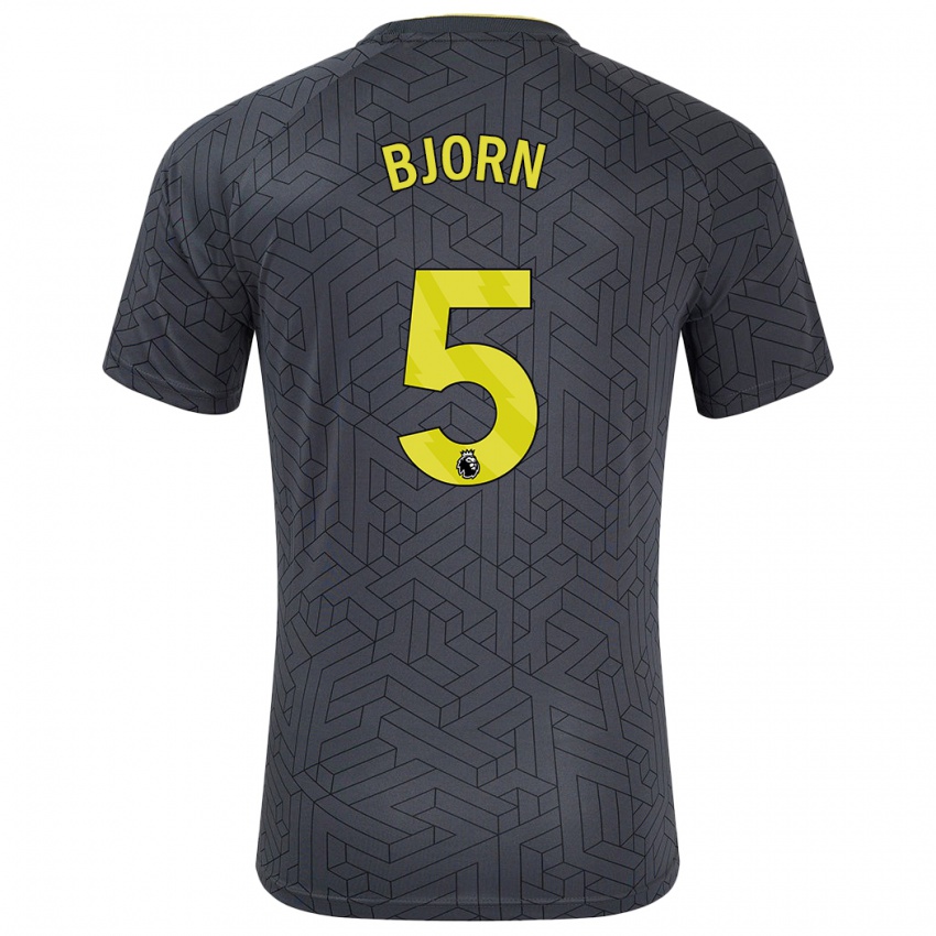 Niño Camiseta Nathalie Bjorn #5 Negro Amarillo 2ª Equipación 2024/25 La Camisa