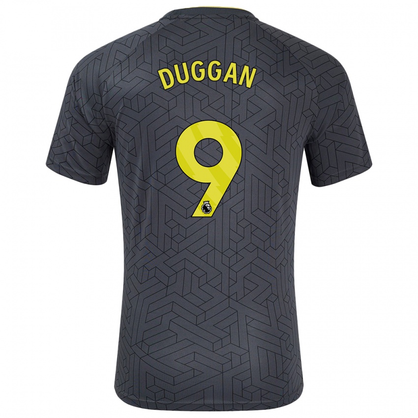 Niño Camiseta Toni Duggan #9 Negro Amarillo 2ª Equipación 2024/25 La Camisa