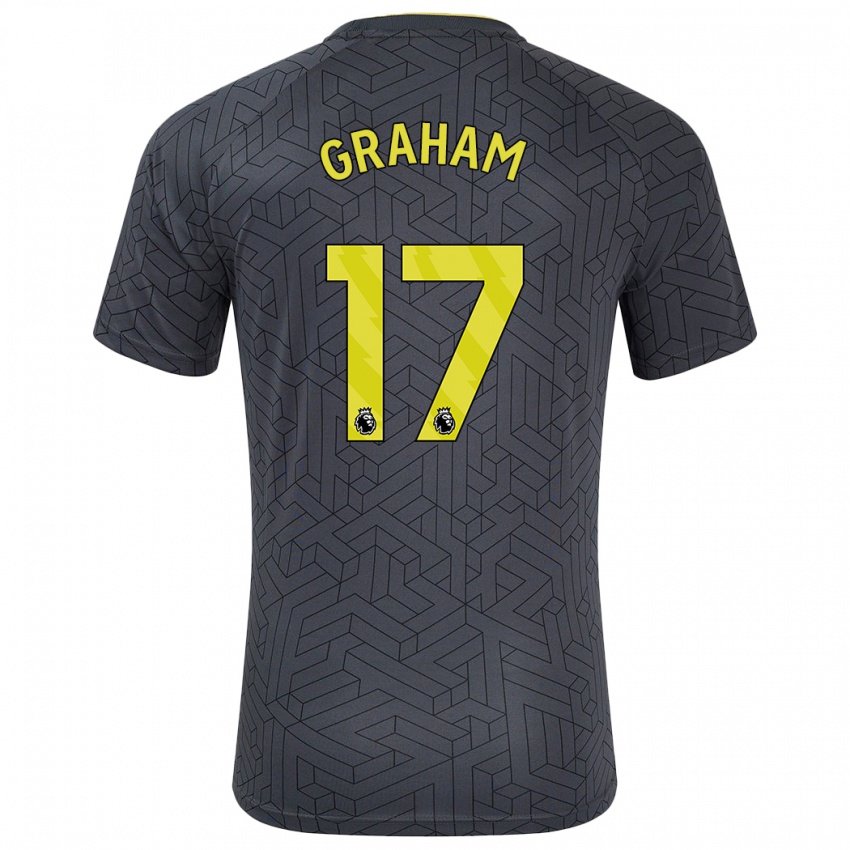 Niño Camiseta Lucy Graham #17 Negro Amarillo 2ª Equipación 2024/25 La Camisa