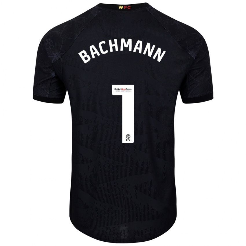 Niño Camiseta Daniel Bachmann #1 Negro Blanco 2ª Equipación 2024/25 La Camisa