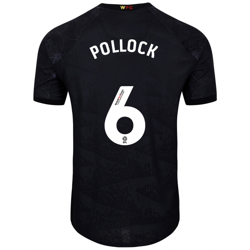 Niño Camiseta Mattie Pollock #6 Negro Blanco 2ª Equipación 2024/25 La Camisa