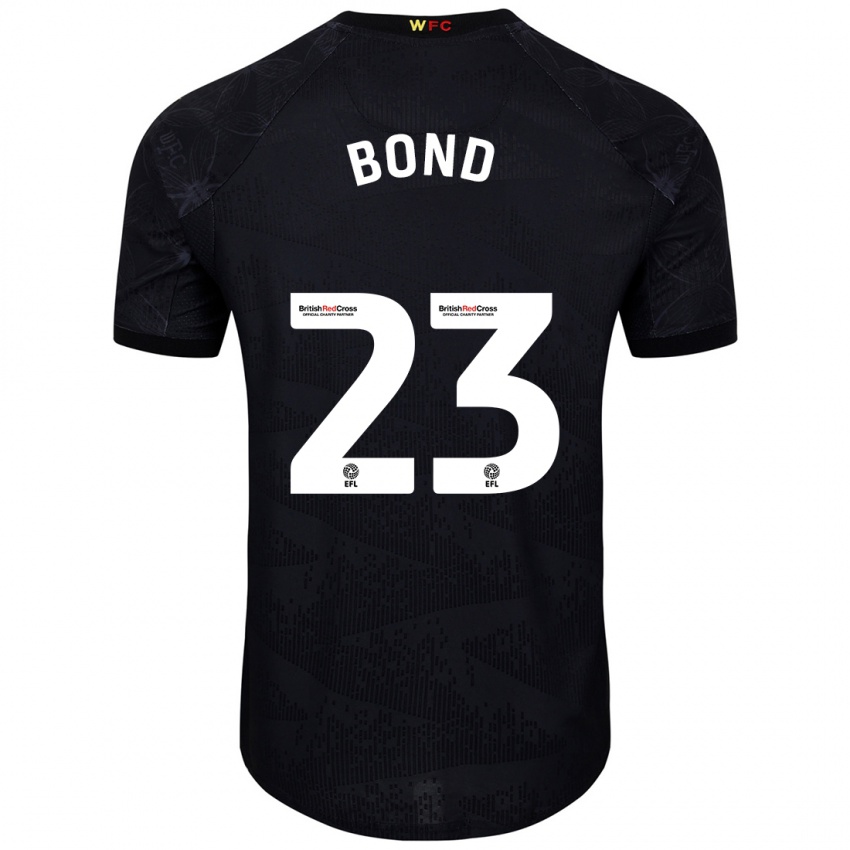 Niño Camiseta Jonathan Bond #23 Negro Blanco 2ª Equipación 2024/25 La Camisa