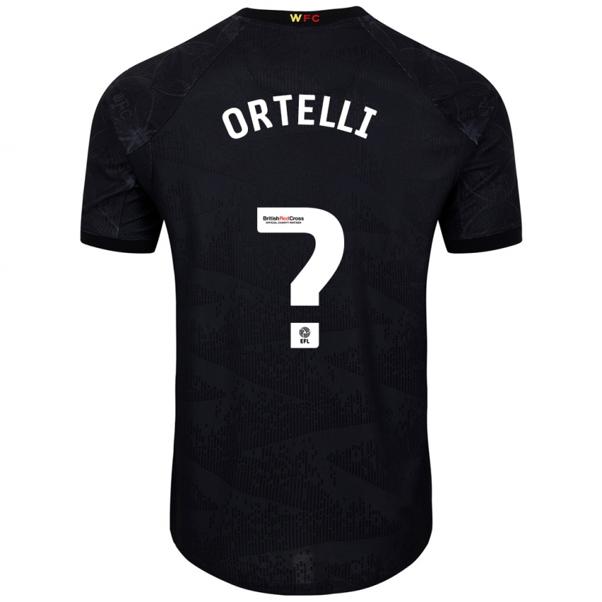 Niño Camiseta Gabriel Ortelli #0 Negro Blanco 2ª Equipación 2024/25 La Camisa