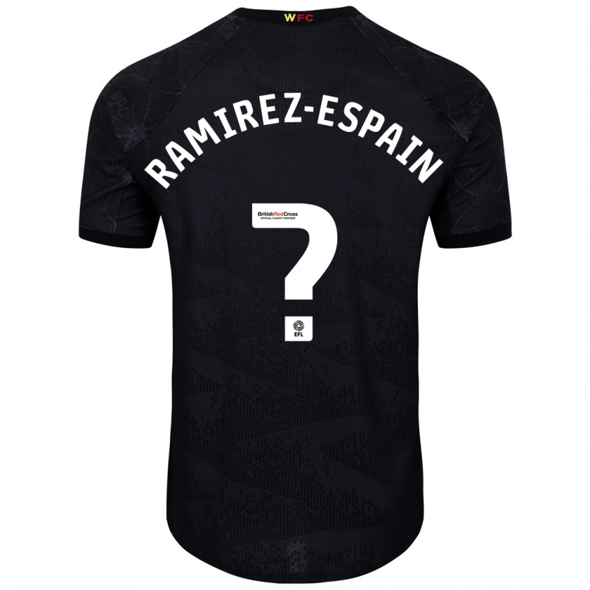 Niño Camiseta Leo Ramirez-Espain #0 Negro Blanco 2ª Equipación 2024/25 La Camisa