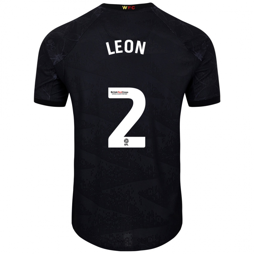 Niño Camiseta Lucía León #2 Negro Blanco 2ª Equipación 2024/25 La Camisa