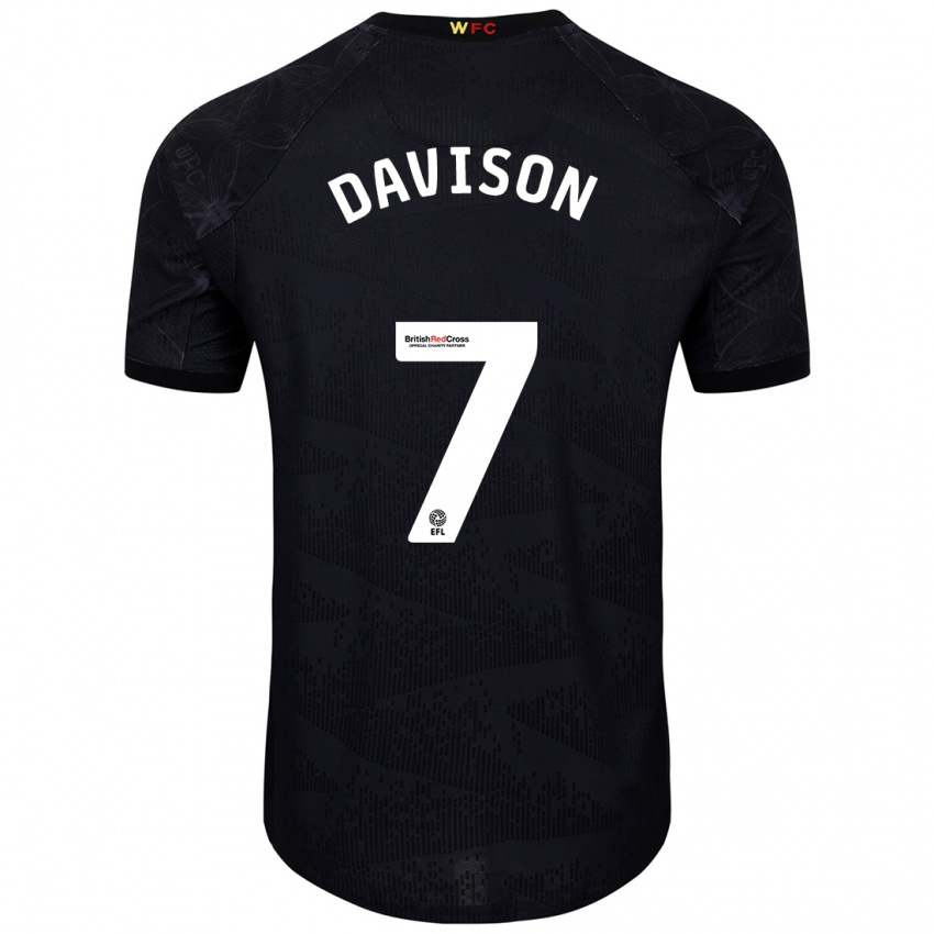 Niño Camiseta Gemma Davison #7 Negro Blanco 2ª Equipación 2024/25 La Camisa