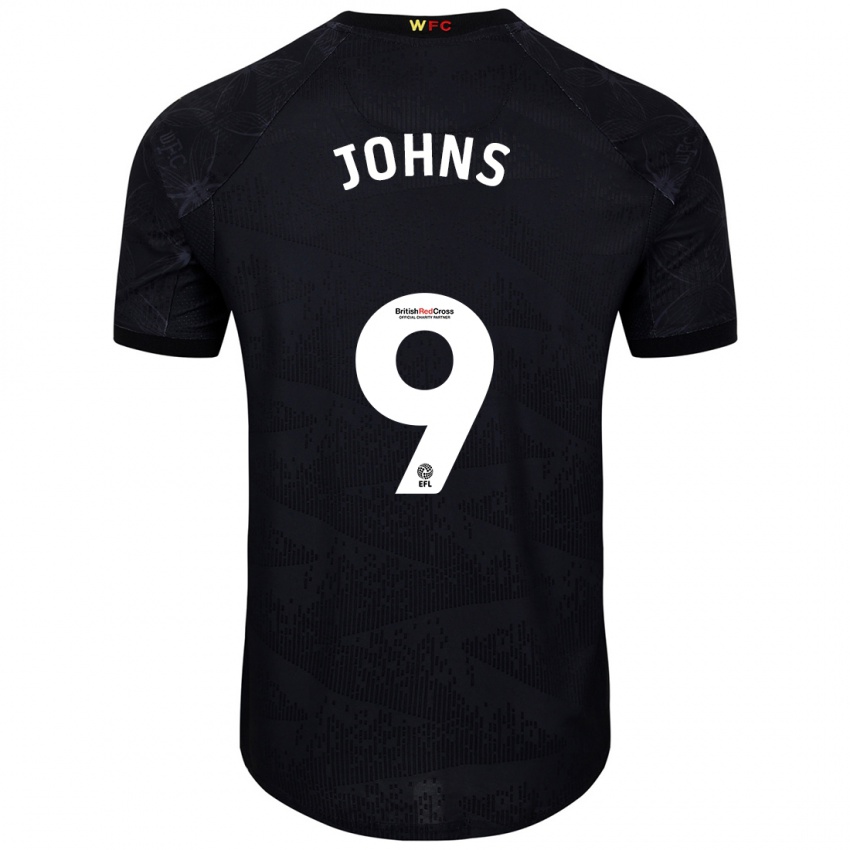 Niño Camiseta Carly Johns #9 Negro Blanco 2ª Equipación 2024/25 La Camisa