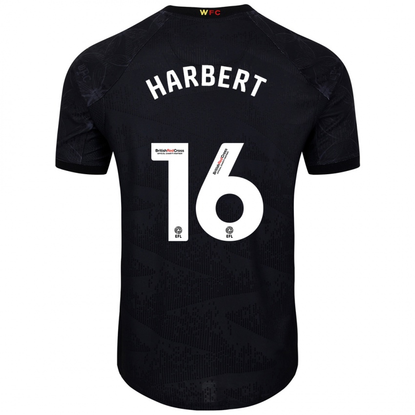 Niño Camiseta Laila Harbert #16 Negro Blanco 2ª Equipación 2024/25 La Camisa