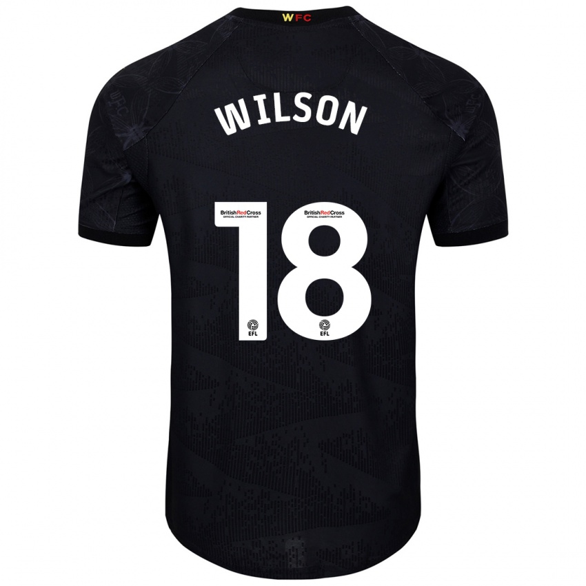 Niño Camiseta Poppy Wilson #18 Negro Blanco 2ª Equipación 2024/25 La Camisa