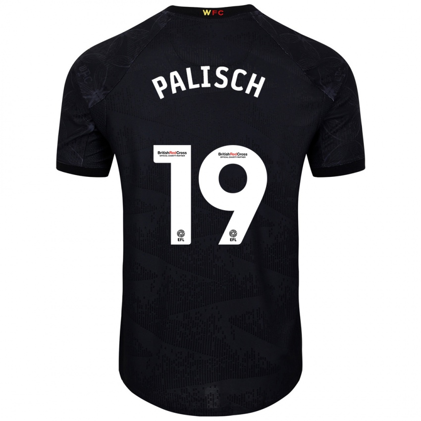 Niño Camiseta Alli Palisch #19 Negro Blanco 2ª Equipación 2024/25 La Camisa