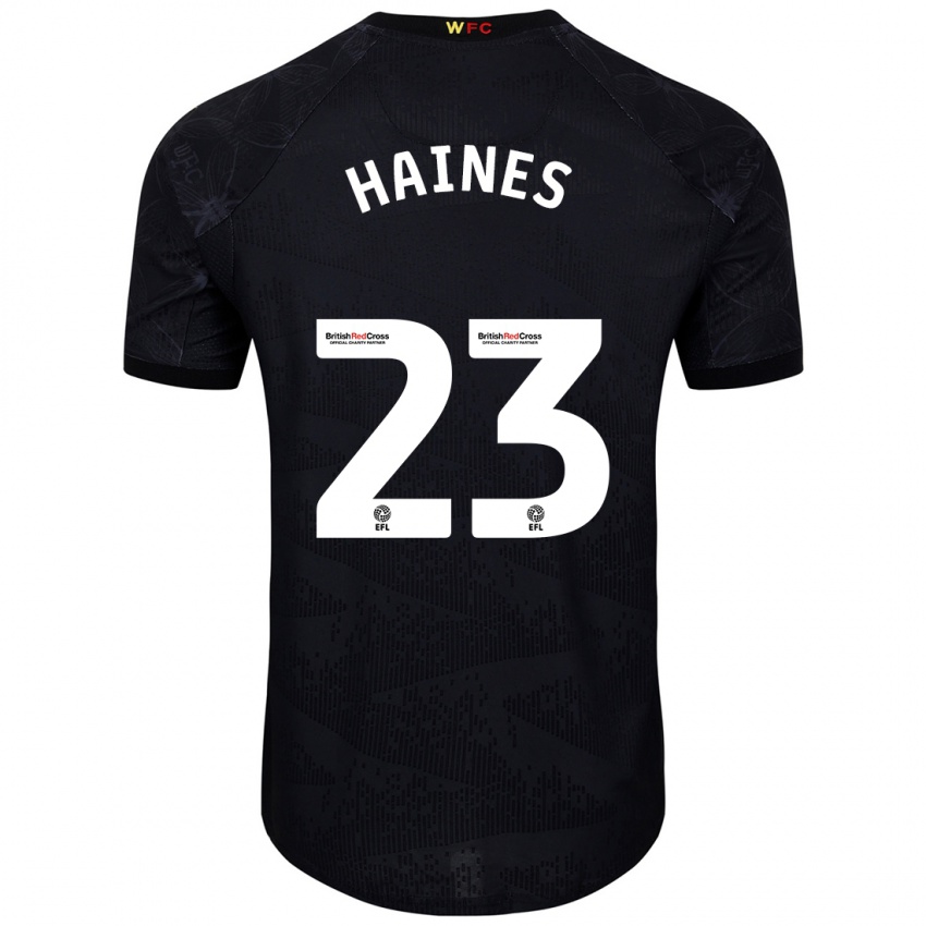 Niño Camiseta Coral-Jade Haines #23 Negro Blanco 2ª Equipación 2024/25 La Camisa