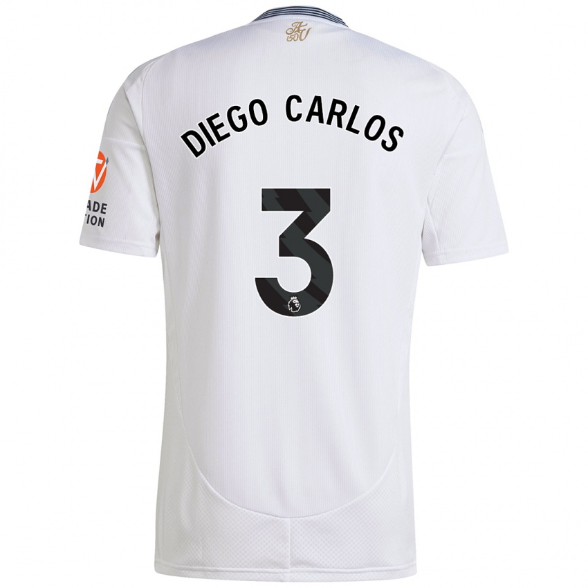 Niño Camiseta Diego Carlos #3 Blanco 2ª Equipación 2024/25 La Camisa